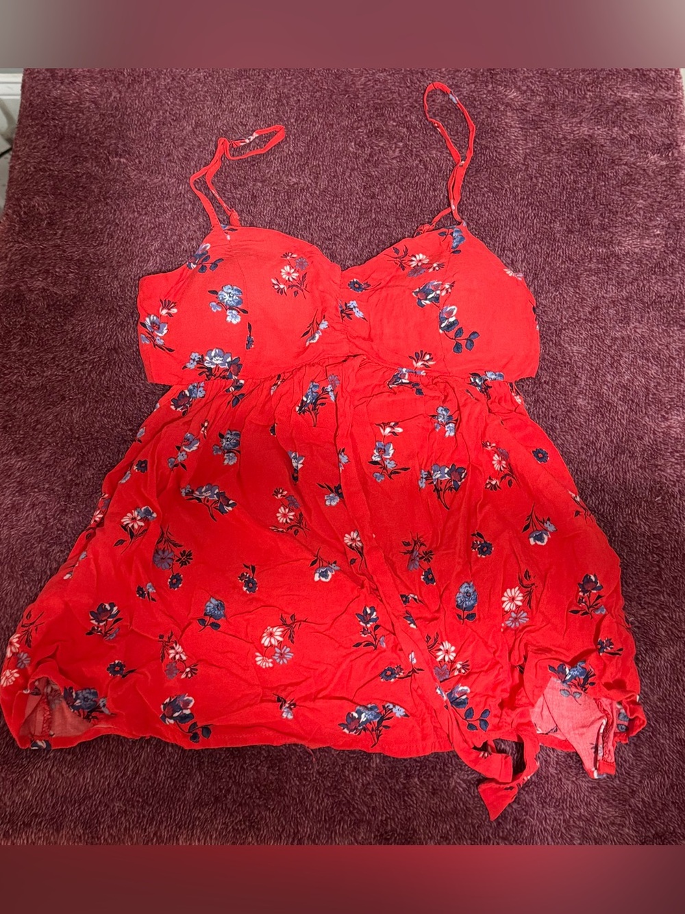 Red Floral Spaghetti Strap Tank Top